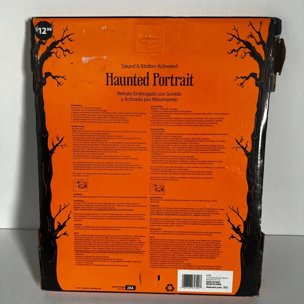 Walmart Haunted Portrait Sound Motion Activated Light Up Halloween Decor 61320